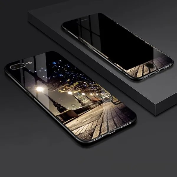 Чехол для телефона iPhone 8X7 6 6 S Plus Передняя пластина из закаленного стекла и роскошная задняя крышка из закаленного стекла Гибридный противоударный - Цвет: pattern 10
