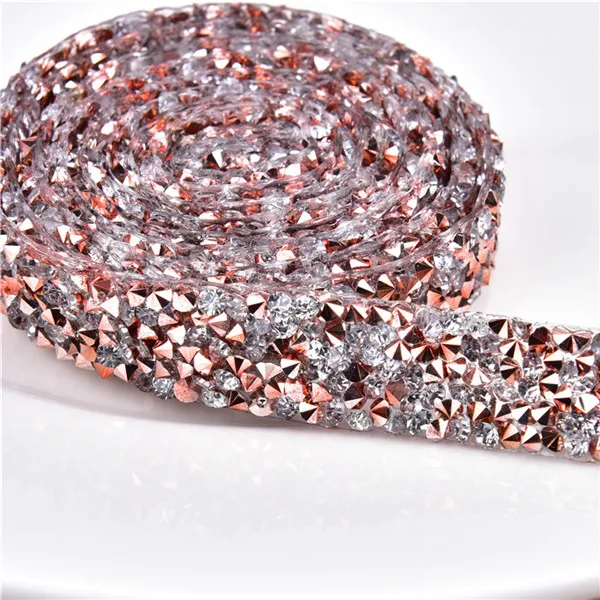 rose gold Прямые продажи с фабрики 2 ярда Стразы 15 мм ширина Черный Кристалл декоративная сетка цепь кристалл свадебный смокинг ремесла - Цвет: rose gold