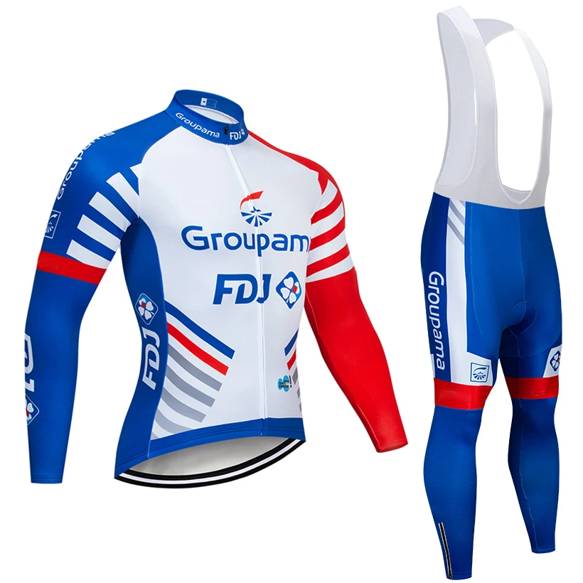 Новинка велосипедная команда FDJ с длинным рукавом Джерси 12D велосипедные брюки