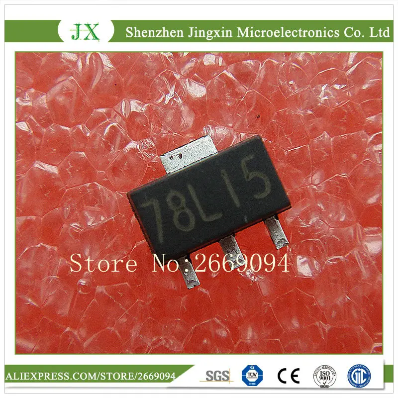 

50 шт. 15 в 100 мА SOT-89 SMD регулятор напряжения 78L15 SOT89