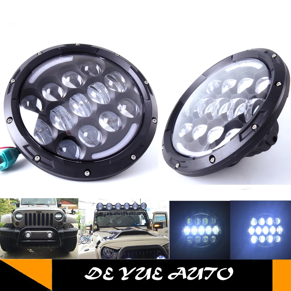 Круглые 7 дюймов 105 Вт светодиодные фары для Jeep 12 В 24 DRL Противотуманные Wrangler Hummer