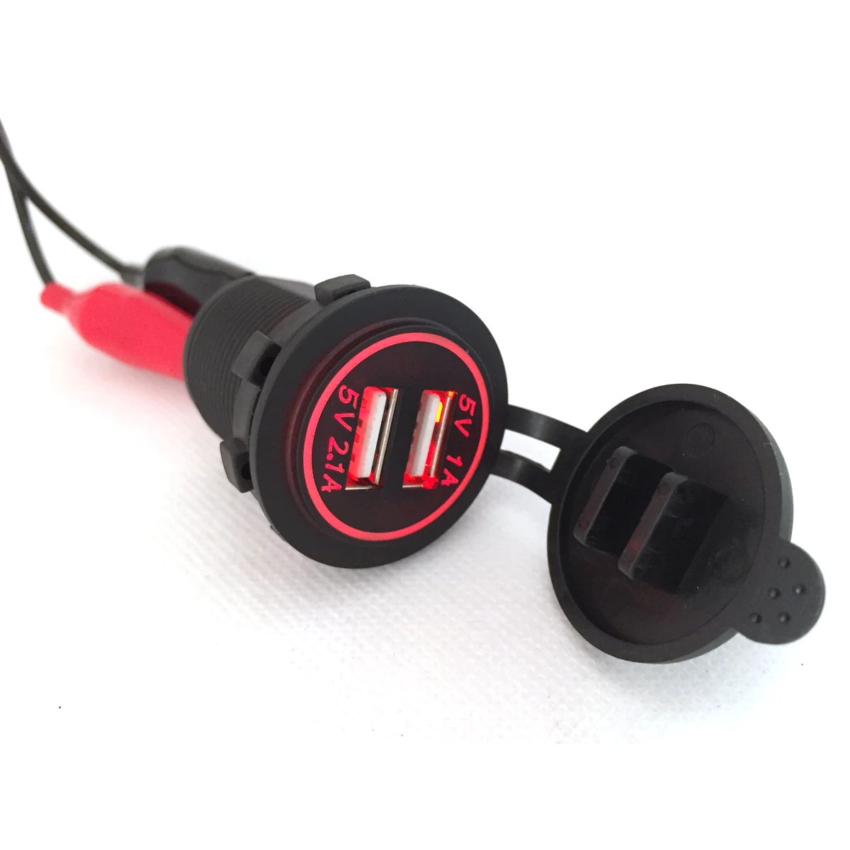 Красный DIY 12 V-24 V устройство для автомобиля с двумя портами USB Зарядное устройство Мощность выход 1A& 2.1A зарядное устройство для Ipad Iphone автомобиль лодка морской мобильный светодиодный светильник синий и красный цвета, зеленого, оранжевого цвета - Название цвета: Красный