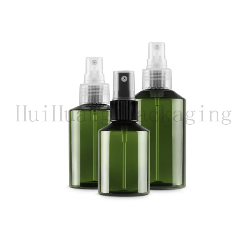 

50ml 100ml 150ml 200ml Green Empty plastic Containers with Mist Spray Refillable Perfume Bottle Packaging Spray Pump Bottle