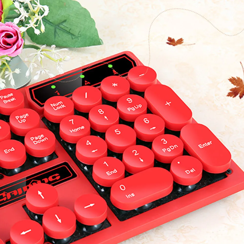 Backlit Gaming Keyboard Steampunk Retro Round/Square Keycap USB Wired Glowing Metal Panel Laptop Computer | Компьютеры и офис