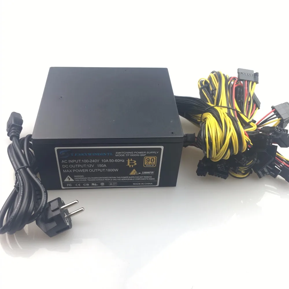 

T.F.SKYWINDINTL Mining Machine Power Supply for ETH/BTC 110V NEW Silent PC 1600W RX480 RX470 RX570 RX580 12v 1600w Power Supply
