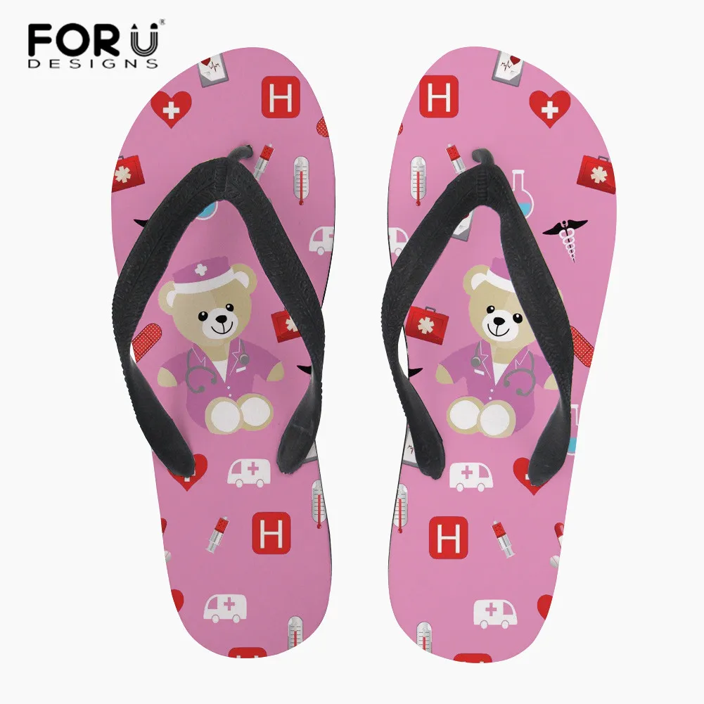 FORUDESIGNS/женские летние шлепанцы с мультяшным медведем для девочек-подростков