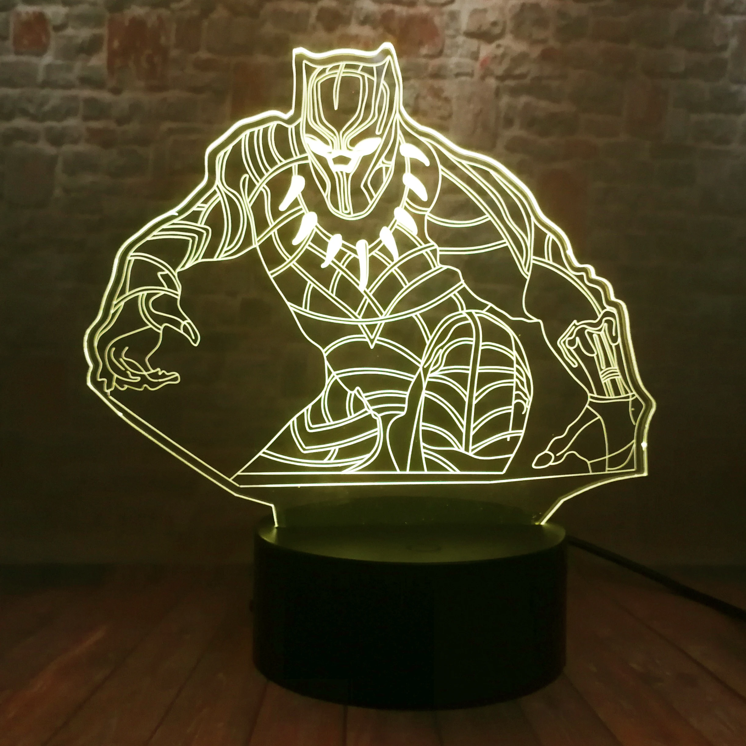 Мстители конец игры Черная пантера фигуры 3D иллюзия Ночной светильник