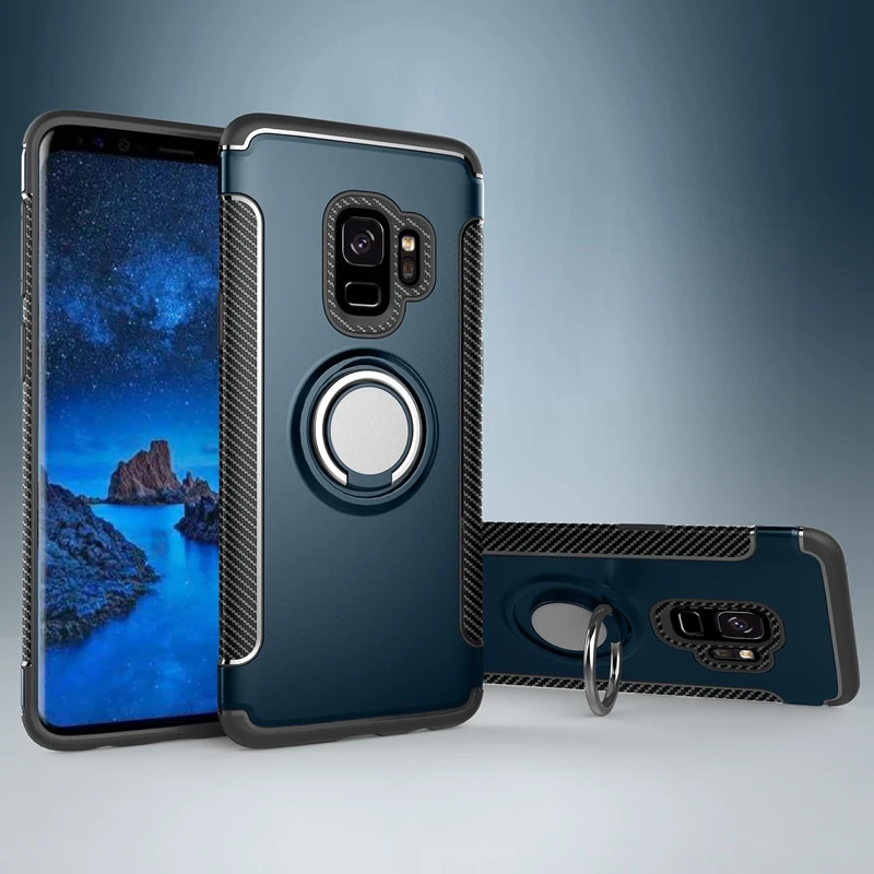 For Samsung Galaxy S9 plus Case Cases Hard PC+Soft TPU Ring Adsorption Cover for Back Armor | Мобильные телефоны и