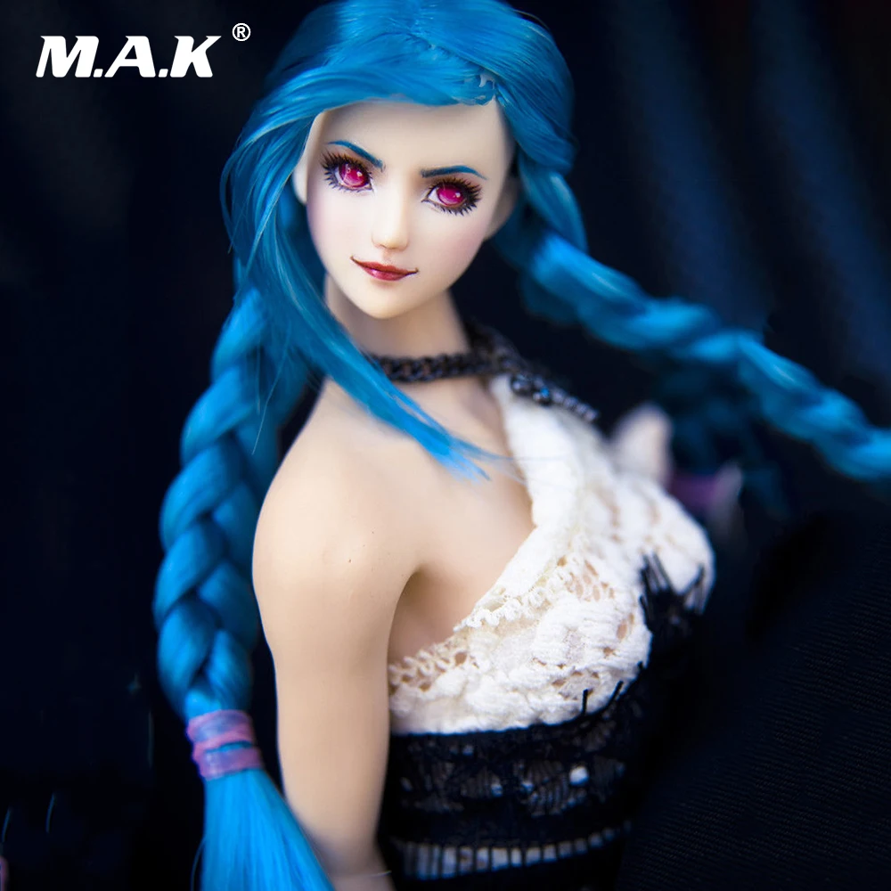 

1:6 масштаб девушка голова Ob27 красные глаза синие волосы двойная оплетка Ver. Модель для детей возрастом от 12 "бледно-UDLD Phicen женской фигуры сред...