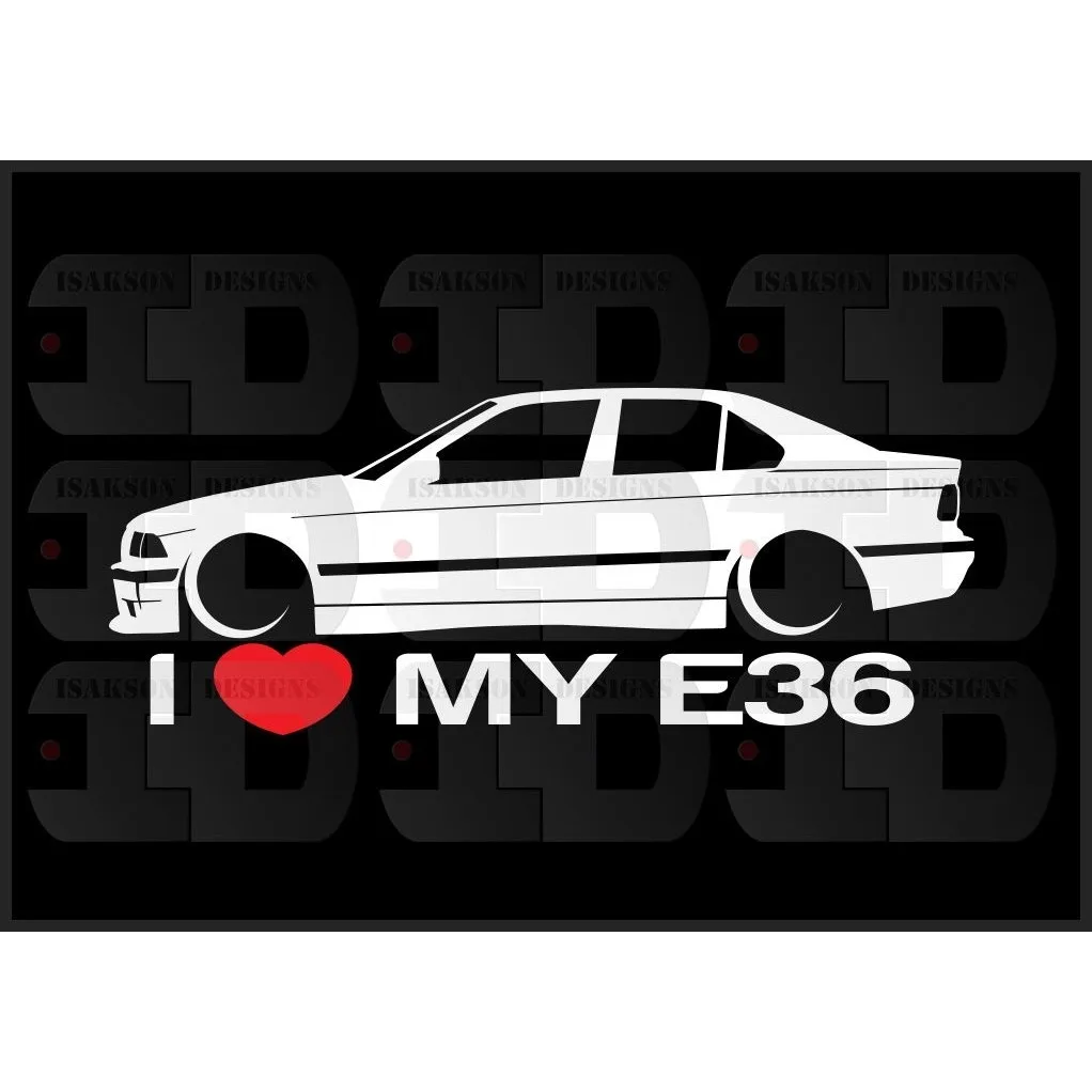 

1Pair/2Pcs I Heart My E36 Sticker Decal Love Euro Germany window sticker 15cm