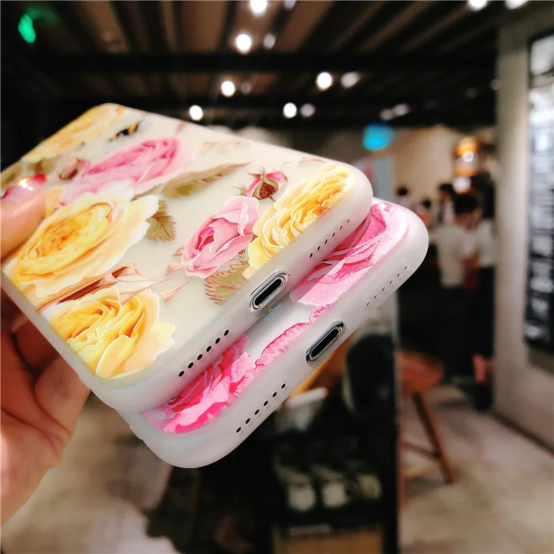 Kerzzil 3D рельефный чехол для телефона с розами iPhone 6 6S Plus TPU силиконовые чехлы X 8 7