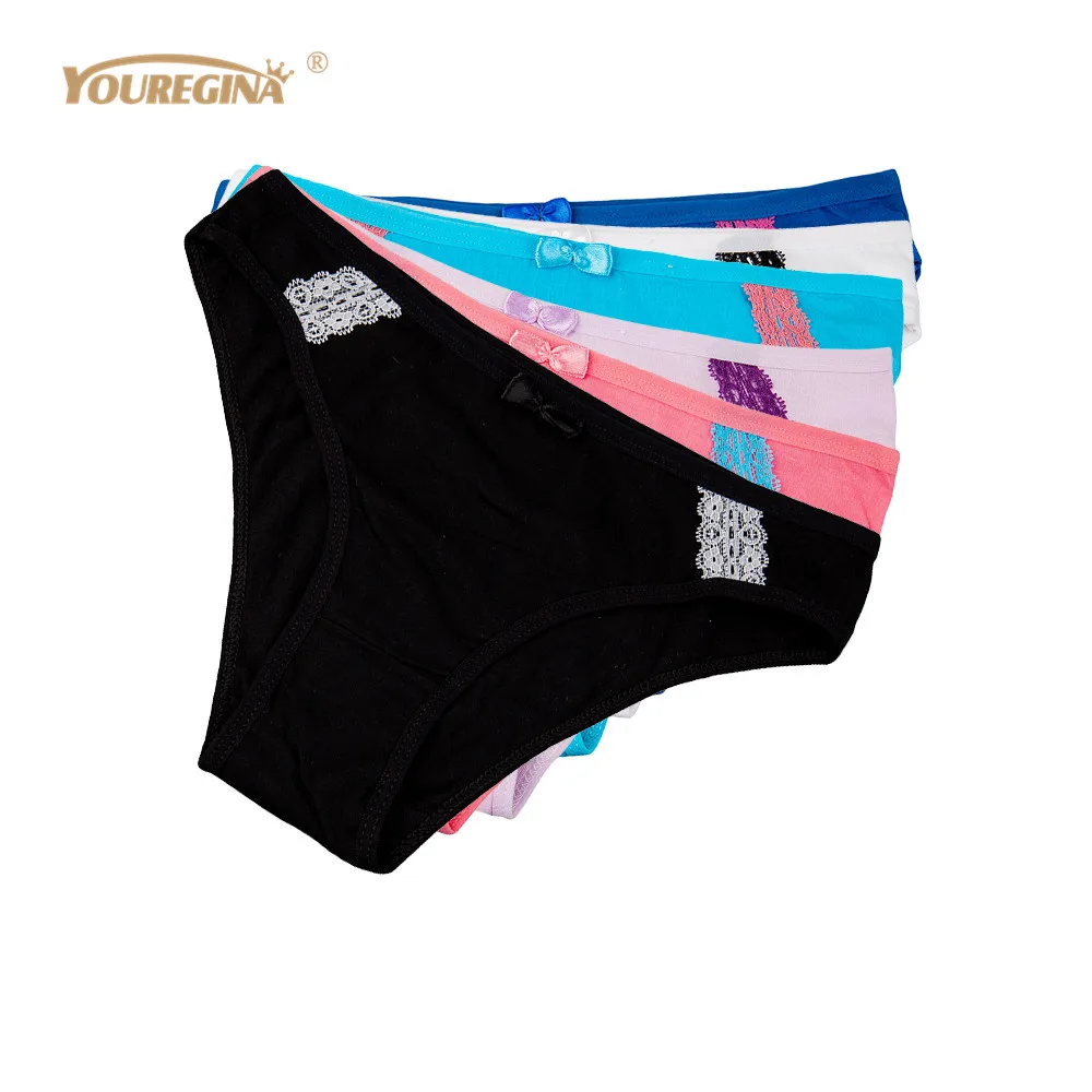 

YOUREGINA Underwear Women Lingerie Cotton Sexy Panties Lace Seamless Panties Culotte Femme Hipster Bikini Thongs String 6pcs/lot
