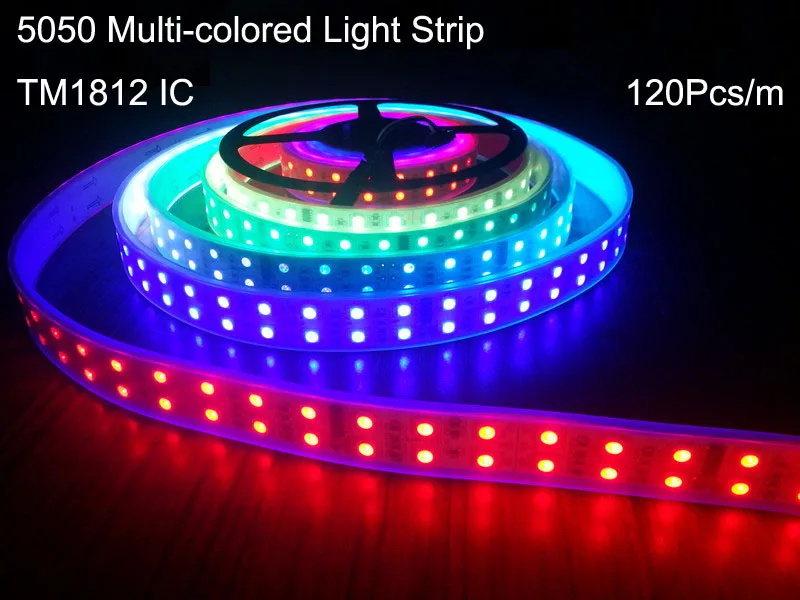 Dream Color RGB LED Strip 5M 600 led Double Row Light TM1812 IC 5050 120leds/M DC12V Tube Waterproof/Non Led Flexible Tape | Лампы и