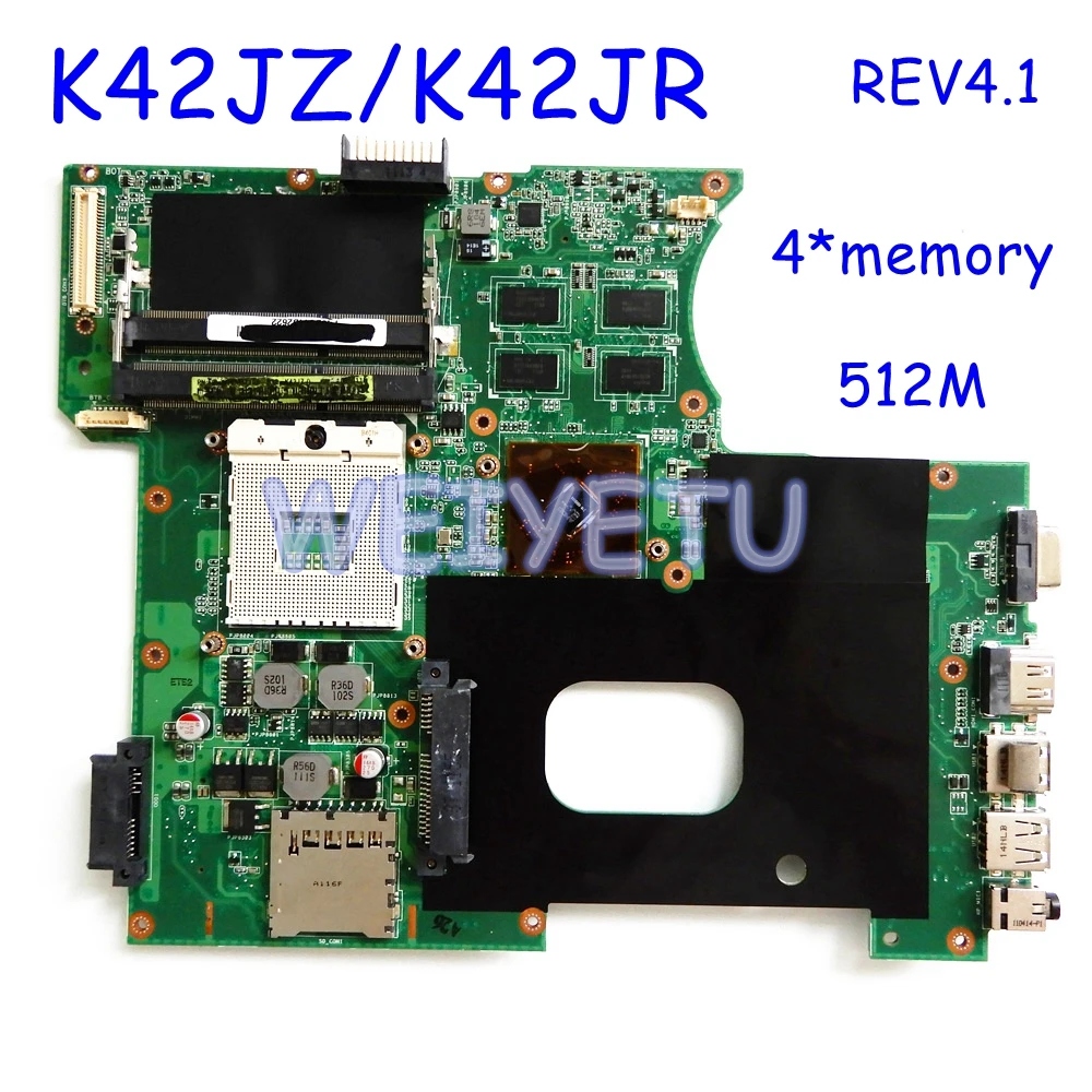 Материнская плата K42JZ 4 * память 512M для ASUS K42JR K42JB K42JY A42J K42J X42J A40J DDR3 HM55 материнская