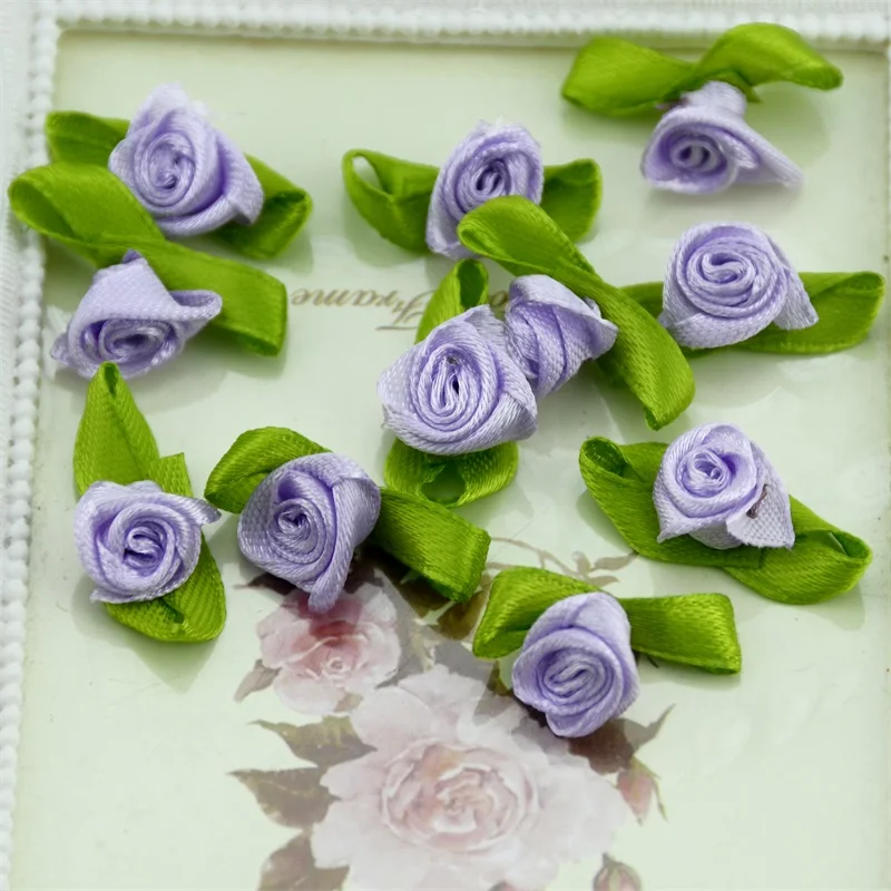 light purple 100 шт Искусственный Мини Шелковый Искусственный цветок ручной работы DIY ленточная Роза красивое рождественское ручное творчество DIY свадебное украшение ручной работы - Цвет: light purple