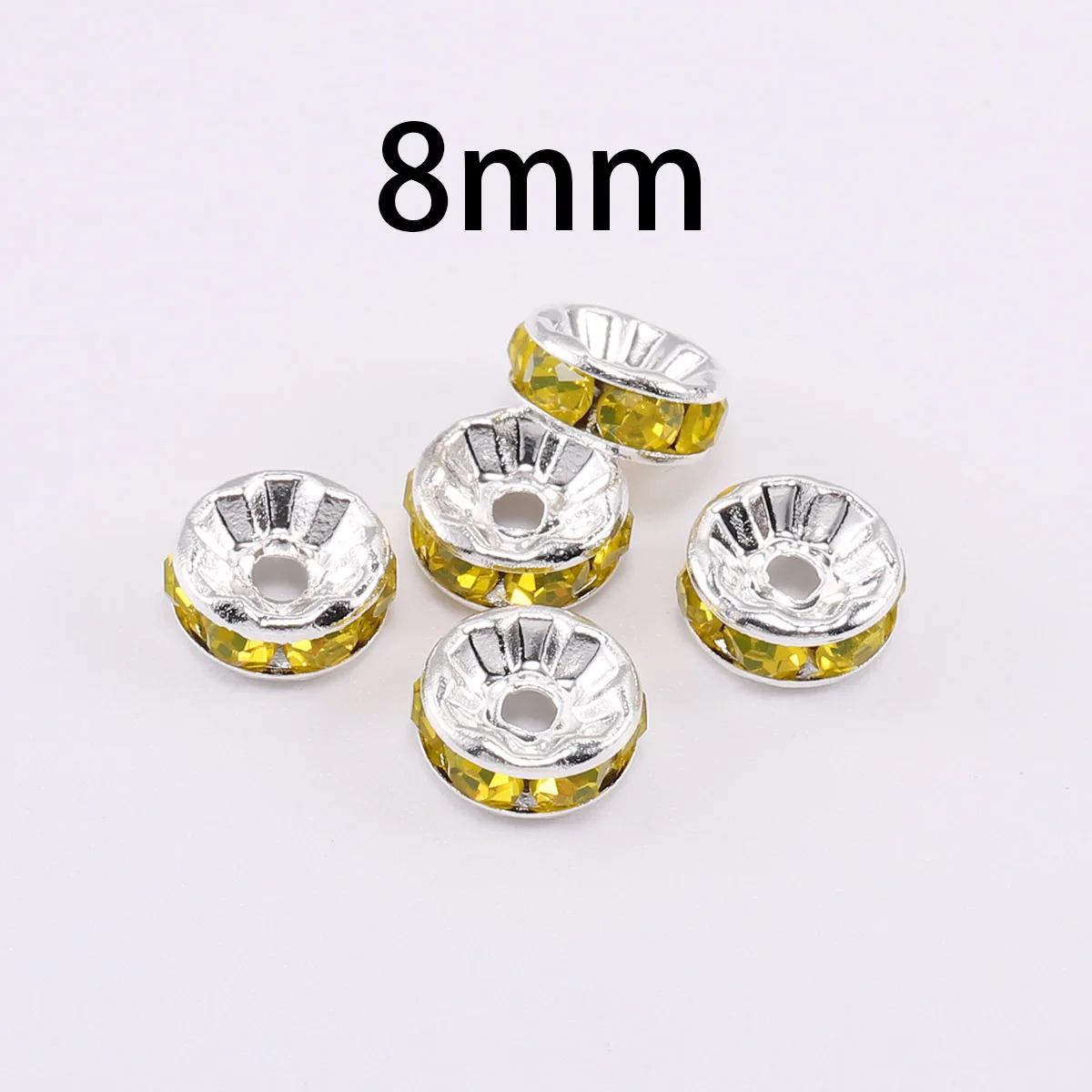 Yellow-8mm 50 шт./лот 8 мм Стразы Rondelles кристалл свободный разделитель бисер Шарм бусины для DIY ручной работы ювелирных изделий - Цвет: Yellow-8mm