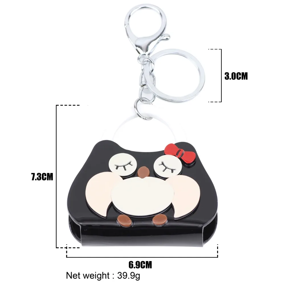 WEVENI Owl Pattern Bag Shape Key Chain Ring For Women Handbag Charm Trendy Acrylic Jewelry Unique Keychain Wholesale | Украшения и
