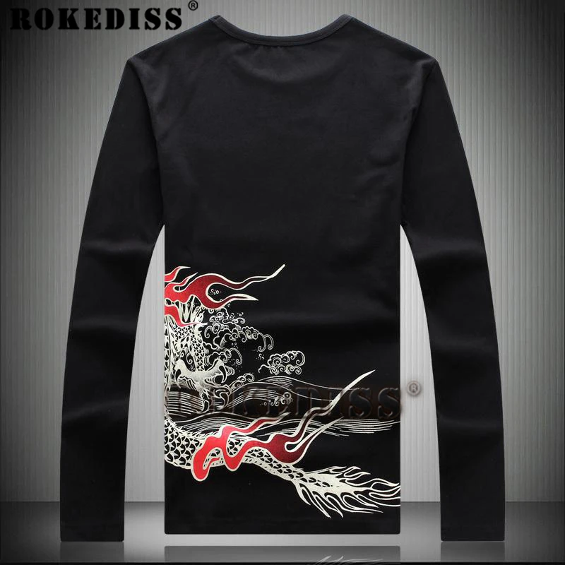 Новейший Китайский стиль С Длинным рукавом мужская Футболка Стильный Tide Бренд