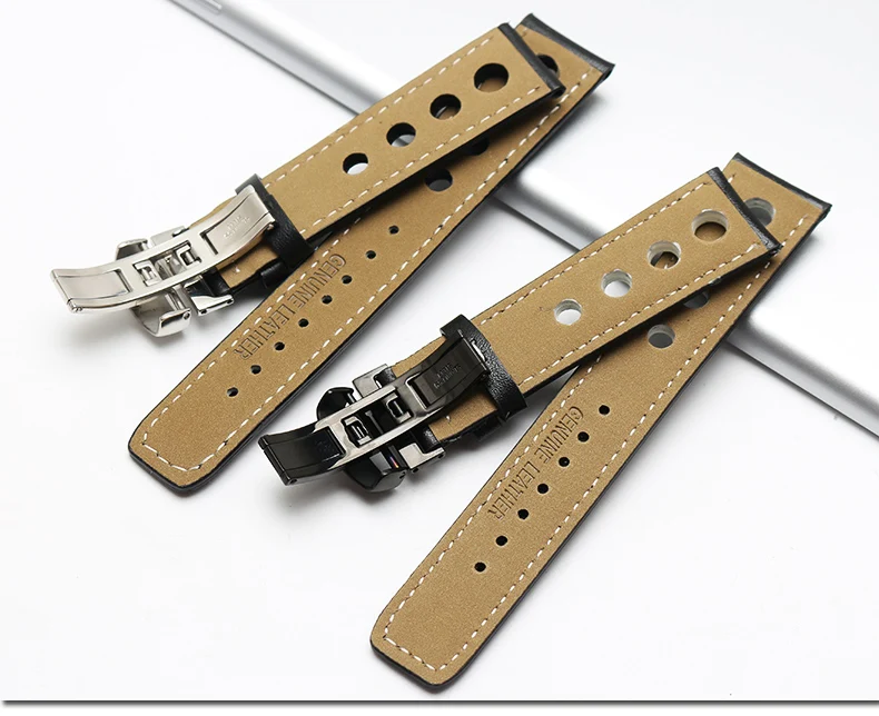 Laopijiang ремешок из натуральной кожи для спортивных гонок серии PRS516 T91 1853 часы 20 мм черный оранжевый линия со стальной складной пряжкой