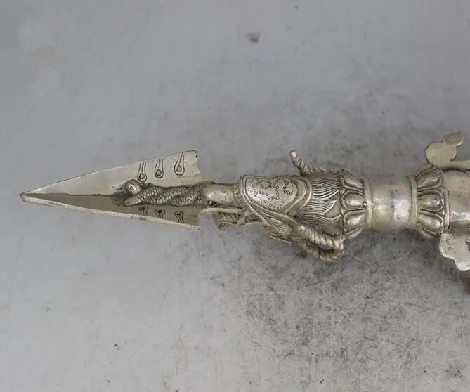 

China collection archaize white copper Buddhism elephant head Buddha vajra pestle