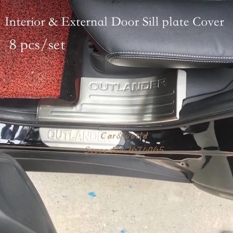 03 Exterior-Interior Для Mitsubishi Outlander нержавеющая сталь Боковая дверь порога протектор педали накладка защитные чехлы отделка автомобильные аксессуары - Цвет: 03 Exterior-Interior