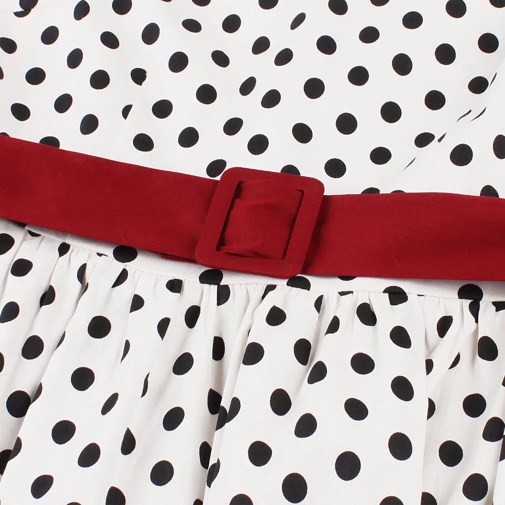 Женское винтажное платье в горошек с завышенной талией стиле рокабилли 50 х