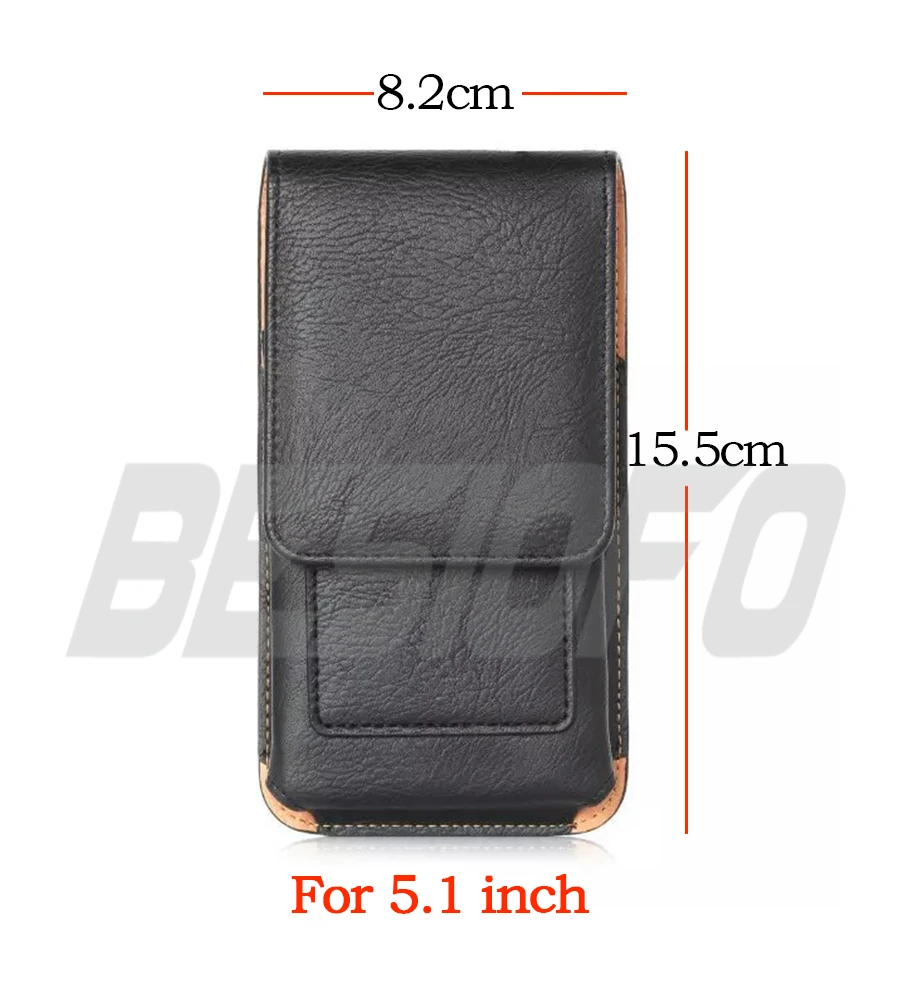 5.1inch Black 360 градусов вращающийся на липучке кожаный чехол с зажимом для ремня чехол для телефона для Xiaomi Mi2 Mi3 Mi4 Mi5 5C 5X6 6X Mi8 - Цвет: 5.1inch Black
