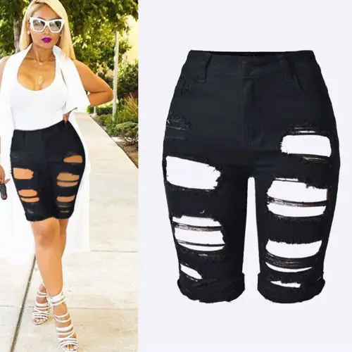 Women's Denim Ripped Destroyed Slim Skinny Boyfriend Casual Jeans Shorts