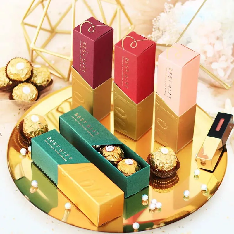 

50pcs Lipstick chocolate candy box Wedding favor and gifts wedding accessories bachelorette party supplies