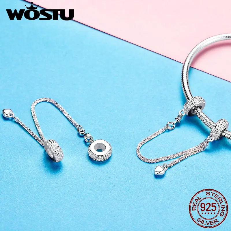 WOSTU Корейская цепочка из стерлингового серебра 925 пробы в форме сердца