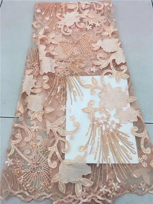 Sequined Style African High Quality Net Wedding Lace Fabric 2018 New Nigeria Sequins Guipure Tulle Sewing Evening Dress Material | Дом и сад