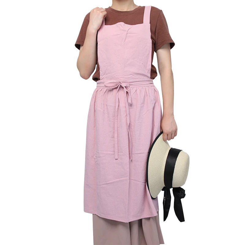 

Apron for Women Dress Cotton linen Lady BBQ Bib Chefer Kitchen Apron Barber Coffee cooking Restaurant Waitress Print Logo Gift