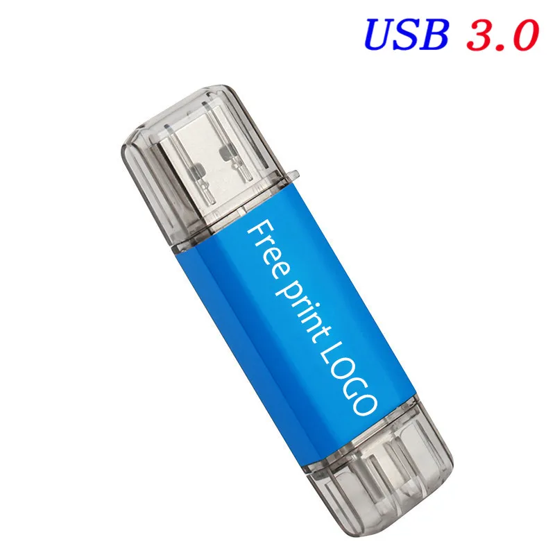 Blue JASTER Type-C 3.0 Hot sale USB Stick Type Pen Drive 128GB 64GB 32GB 16GB USB Flash Drive High Speed Pen drive for Type-C Device - Цвет: Blue