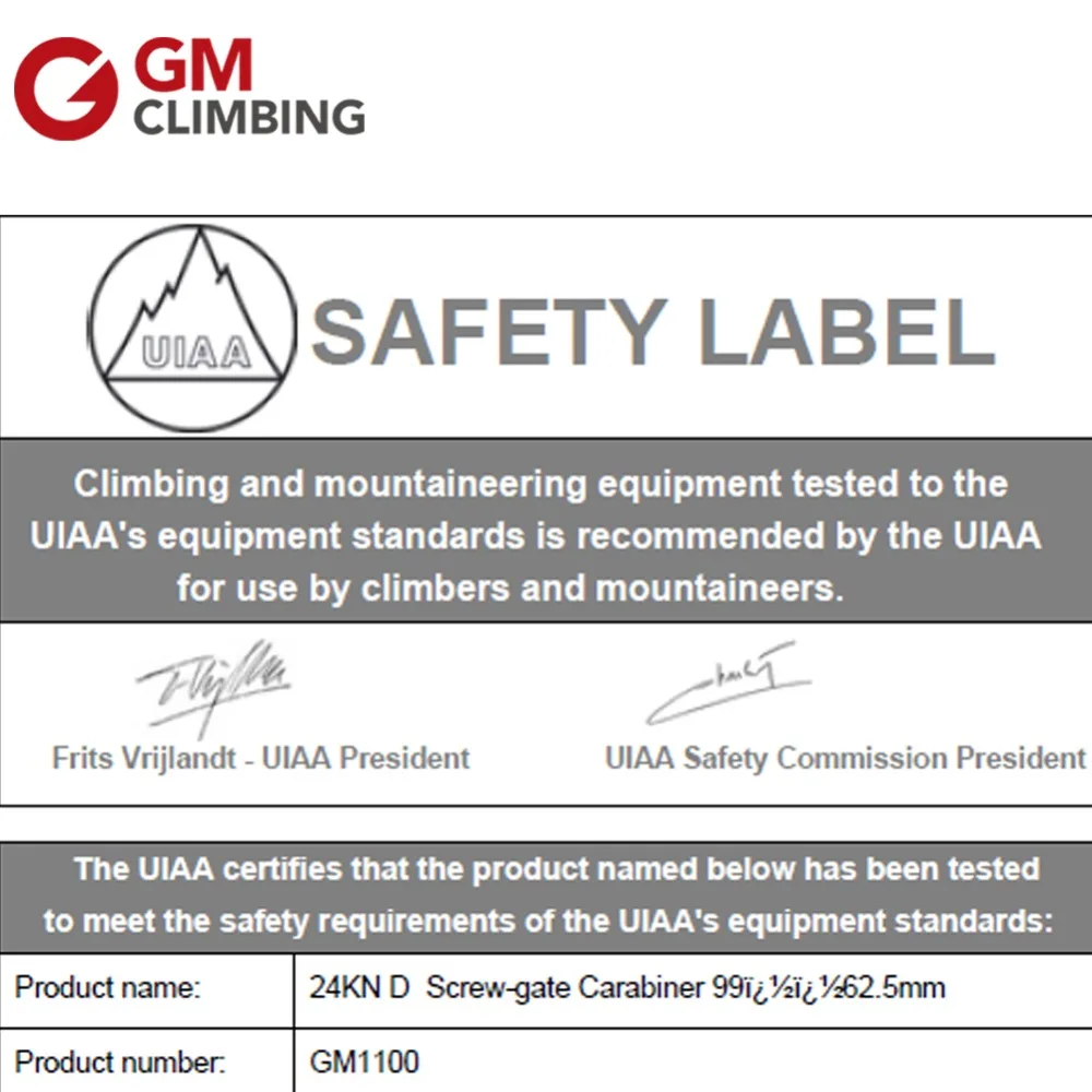 GM Восхождение Карабин 24kN CE/UIAA Винт карабин безопасности Master Lock D Пряжка Альпинизм