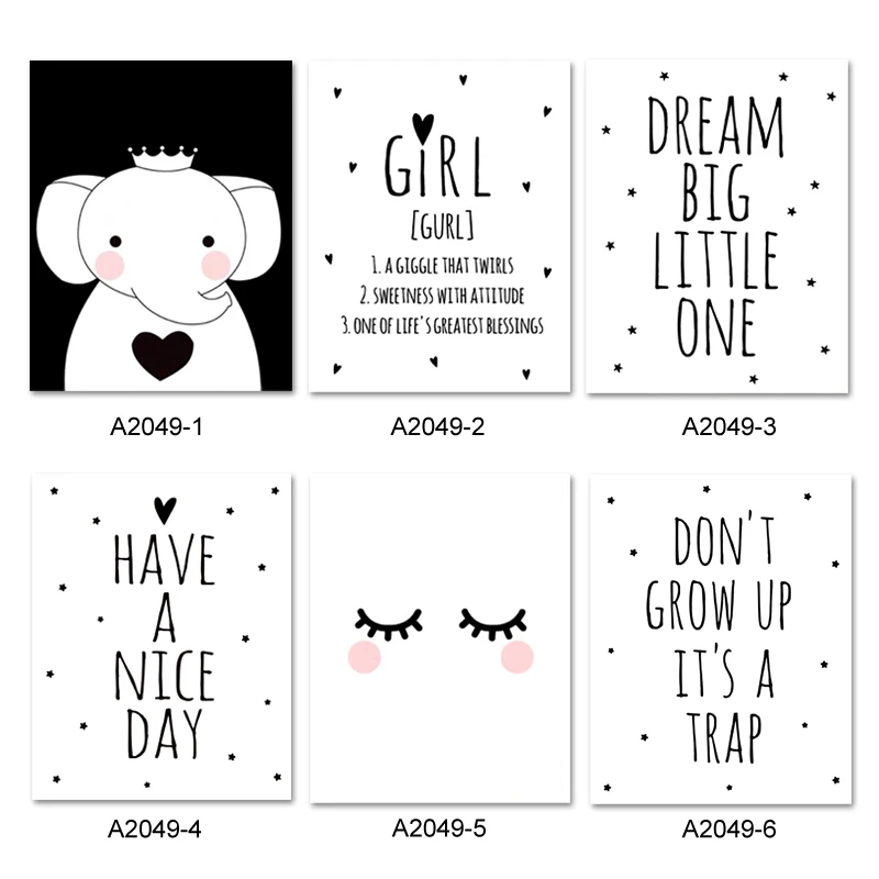 Милый настенный постер для детской комнаты картина с изображением слона из