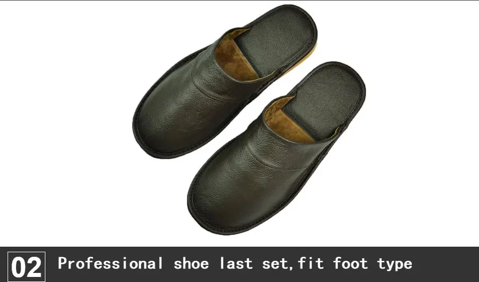 Genuine Cow Leather slippers couple indoor non-slip men and women home fashion casual single shoes PVC soft soles spring autumn
