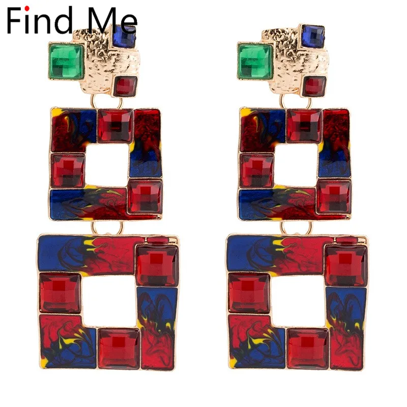 Find Me 2019 новые модные висячие серьги с кристаллами и мозаикой для женщин ювелирные