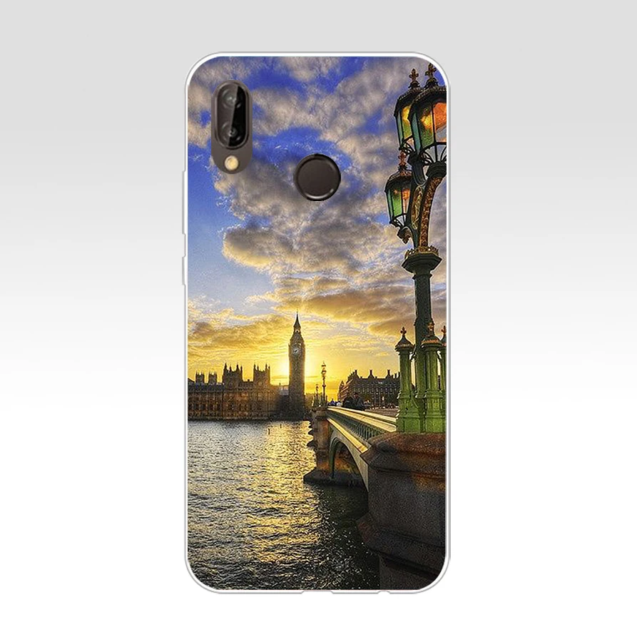 35H Лондон красный телефон Биг Бен Мягкий Силиконовый ТПУ чехол для huawei p 20 lite pro y6
