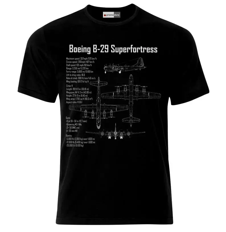 Мужская футболка Boeing B 29 свободная с рисунком самолета США Flugzeugbomber 2 мировыми