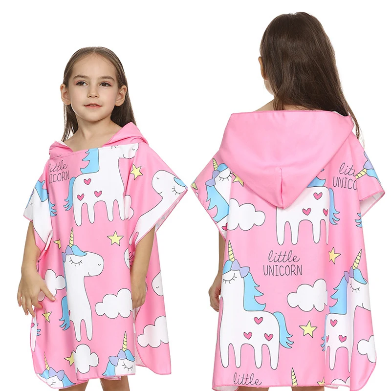 Банный халат Спортивное пляжное полотенце детский Единорог для путешествий