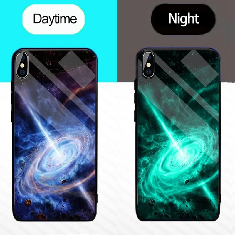 Роскошный светящийся стеклянный чехол для iPhone X XR XS MAX звездного цвета SE 2020 2 5 6 S 5S 8