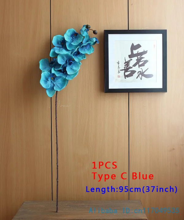 type C Blue 1 стволовых Шелковый Искусственный цветок Мотылек Орхидея Бабочка Орхидея для дом свадебное праздничное украшение 6 видов 12 Цветов F152 - Цвет: type C Blue