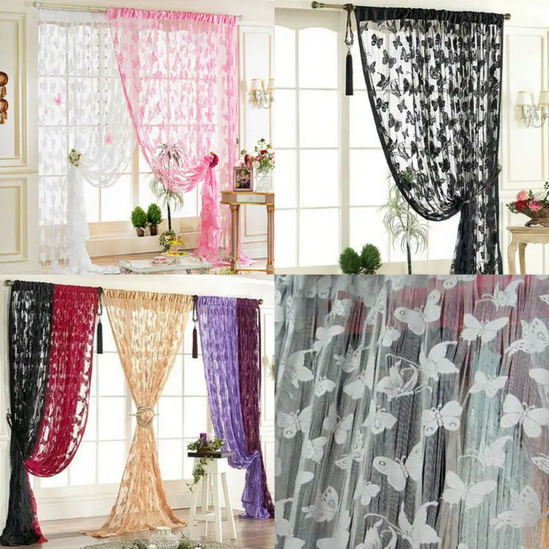 Прозрачная Кружевная занавеска с бабочками s образные шторы для дома спальни