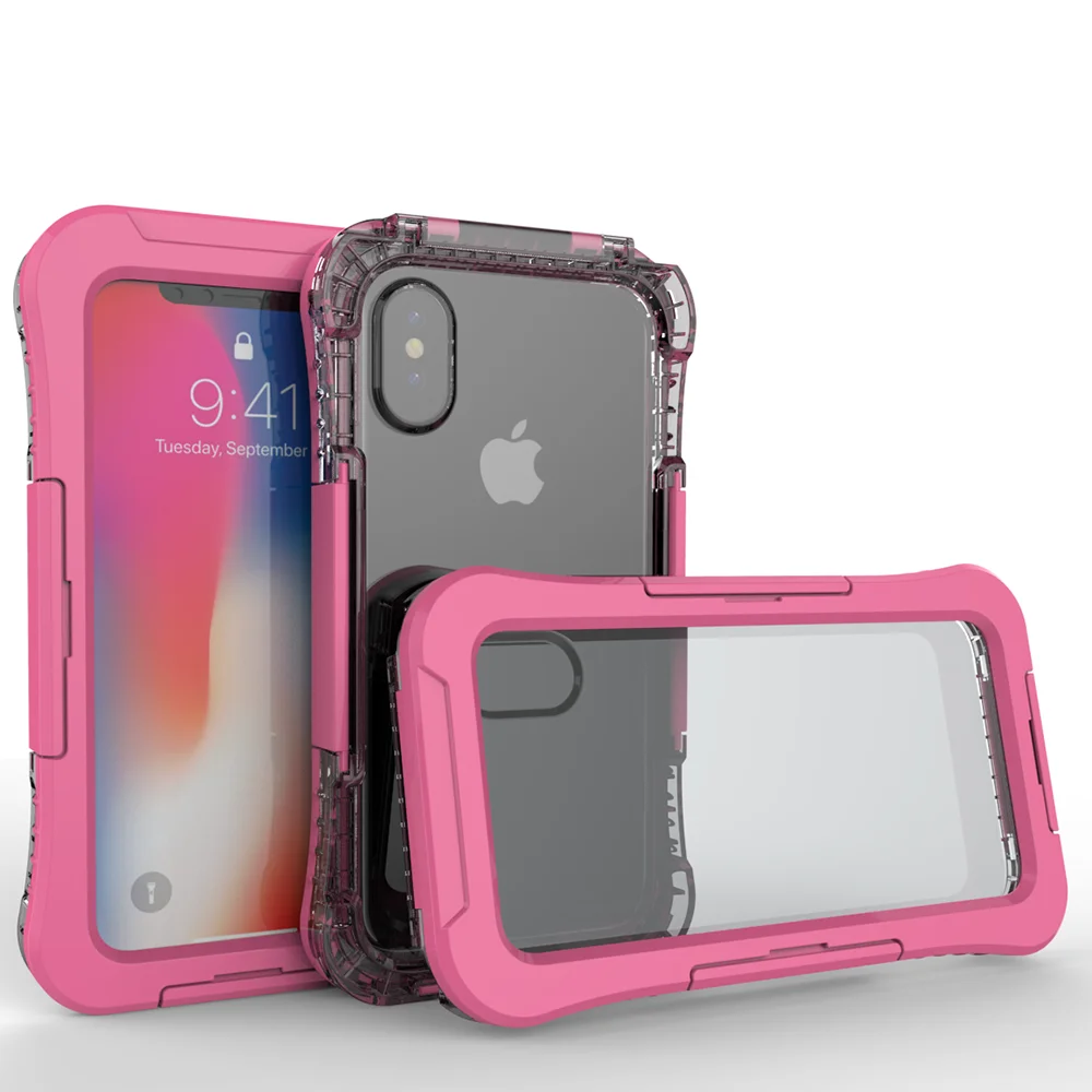 Pink IP68 Водонепроницаемый чехол для телефона iPhone 11 Pro Max X XR прозрачный подводный чехол для iPhone XS Max 6 6s 7 8 Plus 5 5S SE чехол - Цвет: Pink