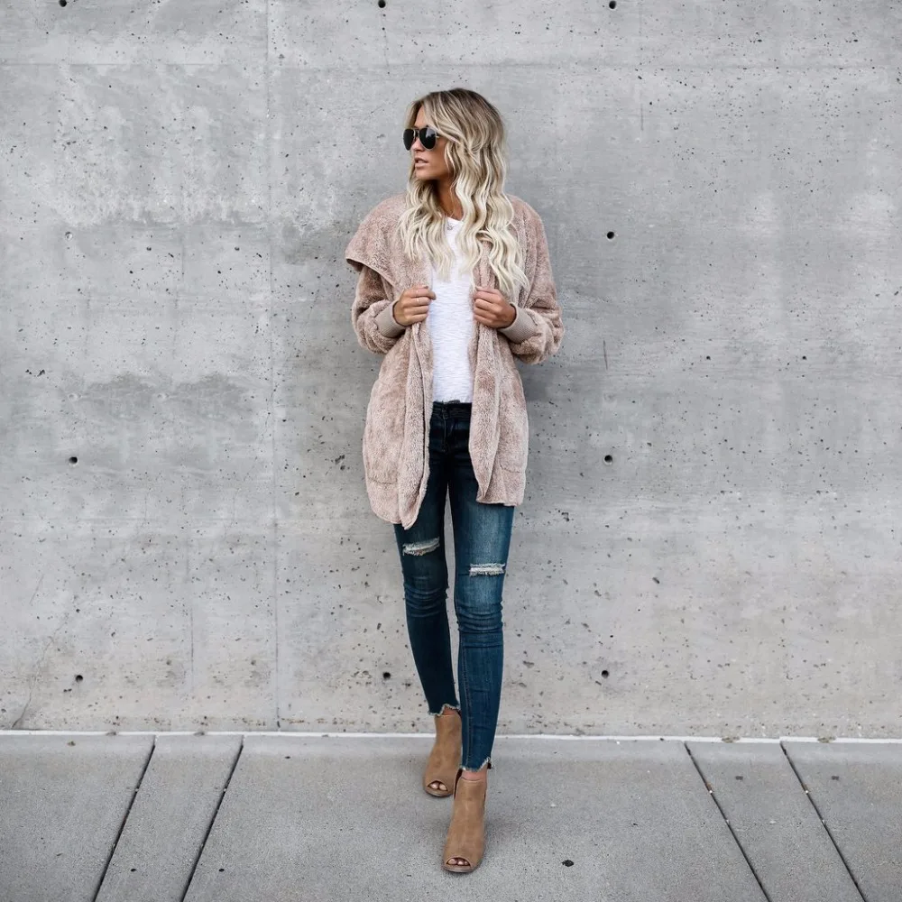 FJUN Fur Cardigans Women Long Sleeve Oversize Autumn Wool Casual Loose Coverup Tops Winter Coat Female Sweaters Plus Size S-3XL |