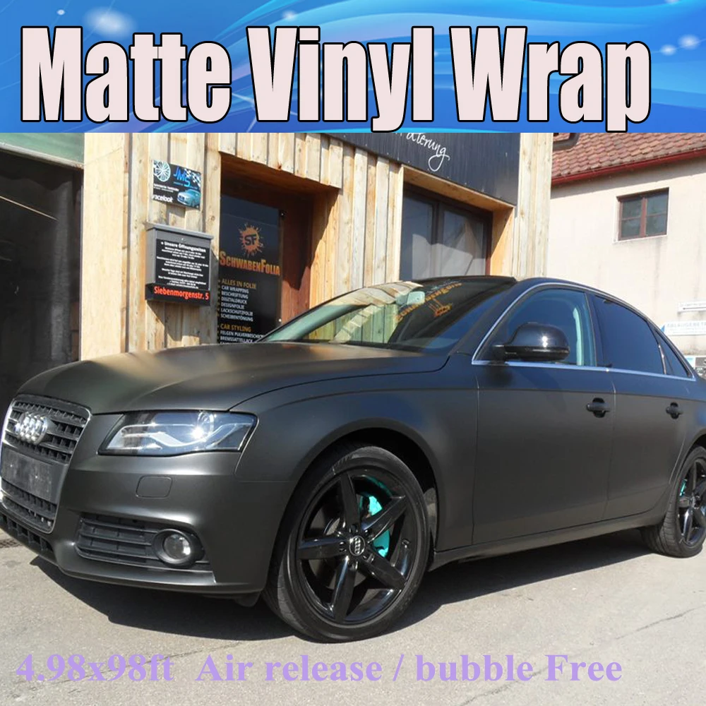Премиум черный цвет матовая поверхность виниловая пленка с воздушным пузырьком