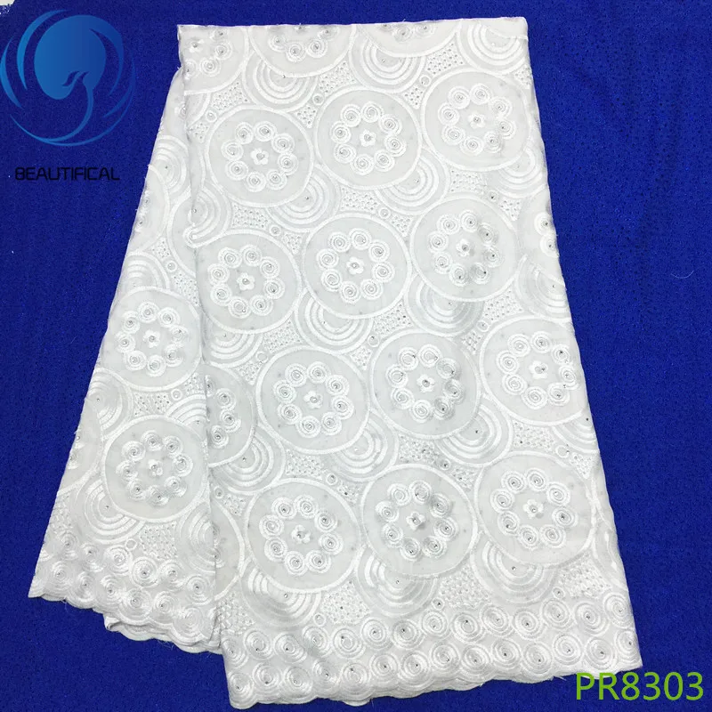 BEAUTIFICAL White African lace fabric royal blue embroidered Swiss voile Nigerian cotton PR83 | Дом и сад