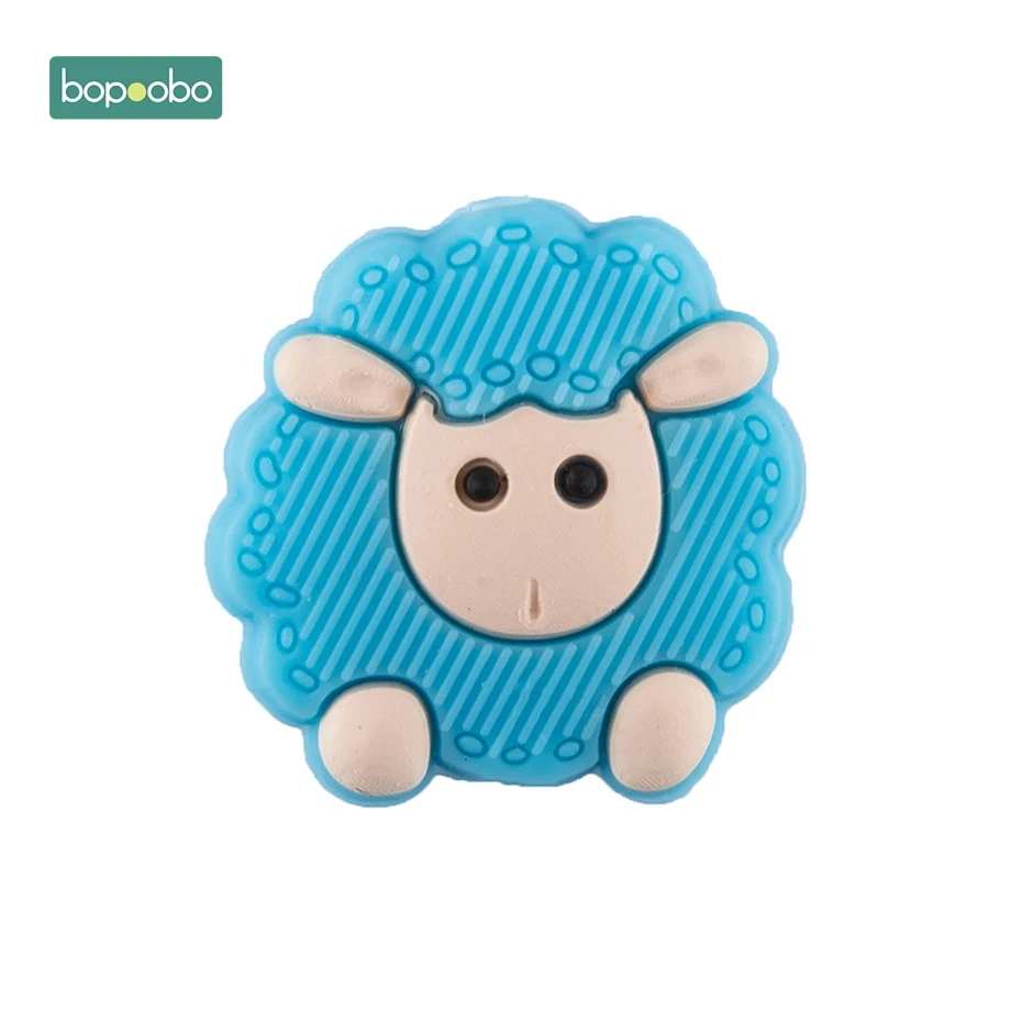 Blue Sheep Bopoobo 3 шт. мини силиконовые бусины в виде животных, детский прорезыватель, Силиконовый грызунок «кролик», шарик, миниатюрный стержень для детей, силиконовый прорезыватель, ожерелье - Цвет: Blue Sheep