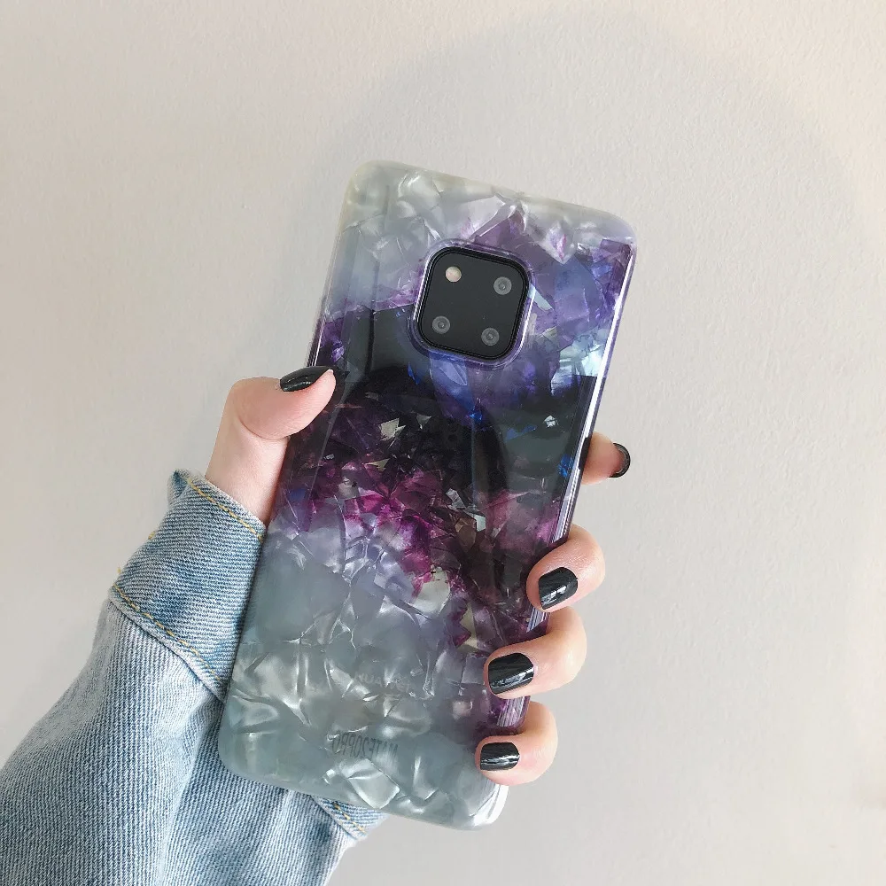 Ourdeals Аметист раковины чехол для телефона huawei Honor9 10 Mate10 20pro Nova 2s 3 3i 4 P30pro Глянцевая