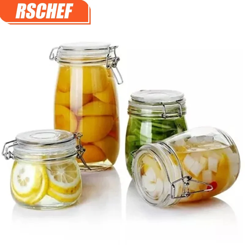 Стеклянный герметичный резервуар RSCHEF для хранения чая с пряжкой из нержавеющей